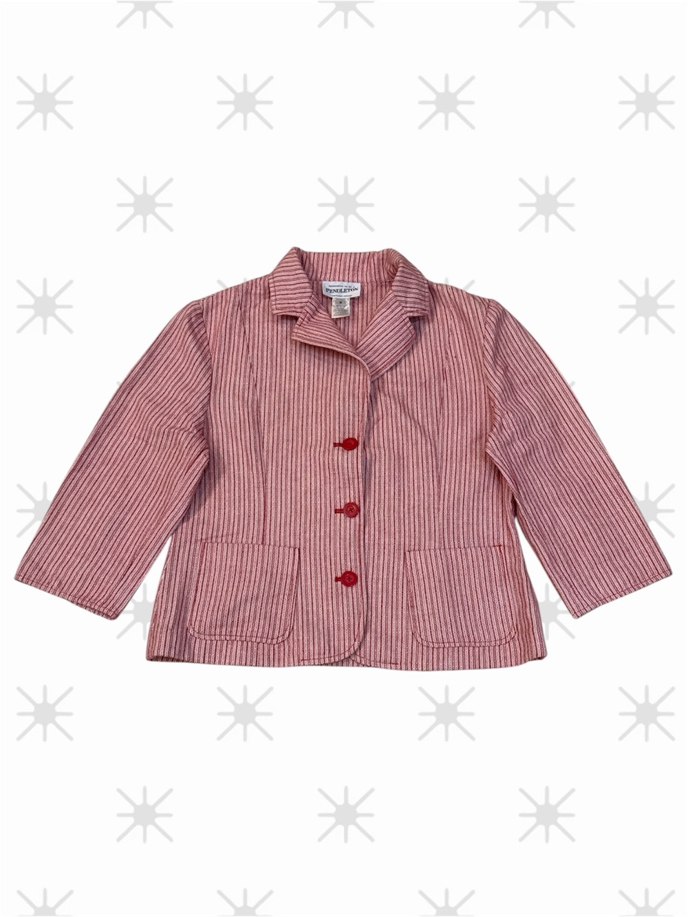 Pendleton Blazer Women M Long Sleeve Collared 3 Button Up Pockets Striped Red